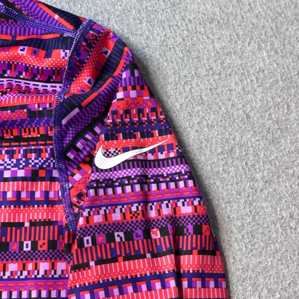 Nike Pro Pullover Womens L Purple Dri-FIT 1/4 Zip Geometric Print 685681-696 - Picture 6 of 13